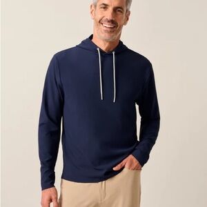 Johnnie-O Men’s Hoppin Ribbed Knit Performance Hoodie Large Navy MSRP $168